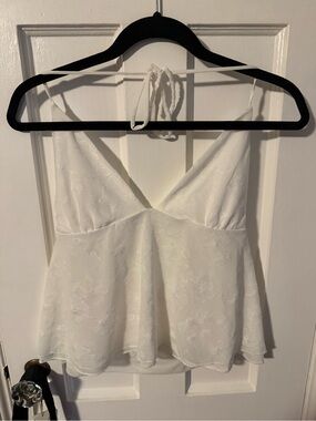Garage White Floral Lace Halter Camisole